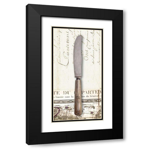 French Cuisine Knife Black Modern Wood Framed Art Print with Double Matting by Ross, Devon