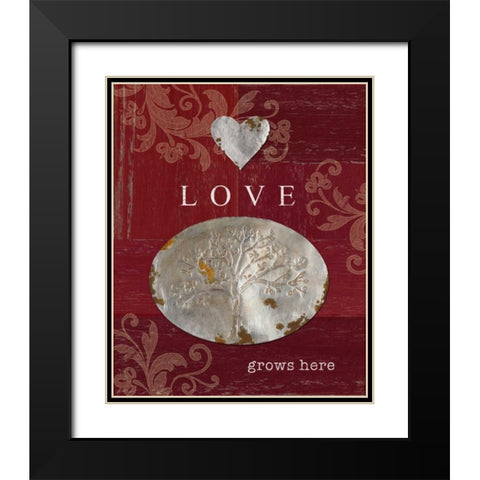 Love Grows Here Black Modern Wood Framed Art Print with Double Matting by Appleman, Sam
