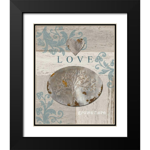 Love Grows Here Black Modern Wood Framed Art Print with Double Matting by Appleman, Sam
