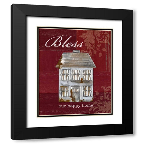 Bless Our Happy Home Black Modern Wood Framed Art Print with Double Matting by Appleman, Sam
