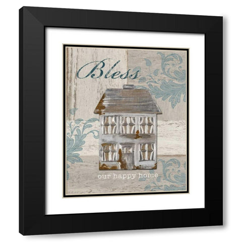 Bless Our Happy Home Black Modern Wood Framed Art Print with Double Matting by Appleman, Sam