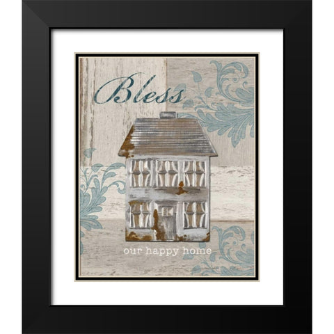 Bless Our Happy Home Black Modern Wood Framed Art Print with Double Matting by Appleman, Sam