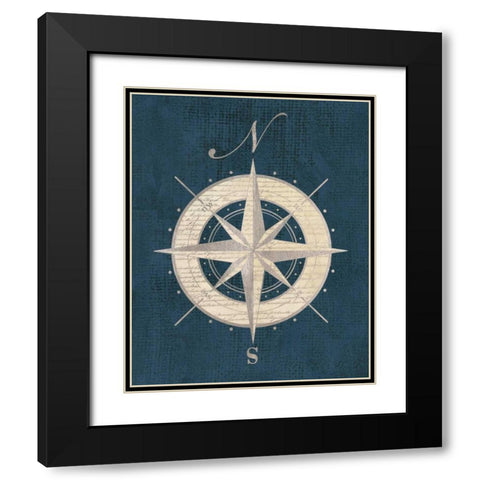 Compass Rose Black Modern Wood Framed Art Print with Double Matting by Appleman, Sam