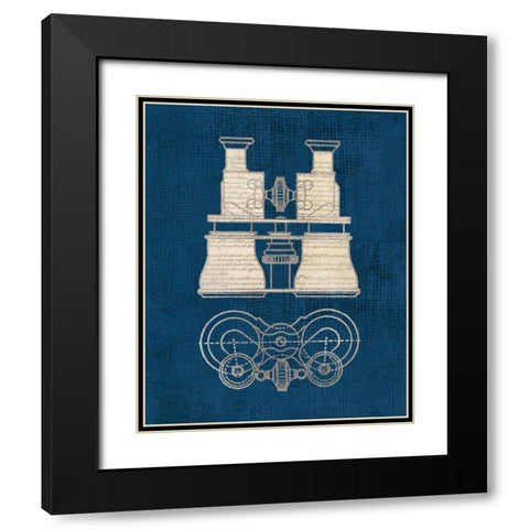 Antique Binoculars Coastal Blue Black Modern Wood Framed Art Print with Double Matting by Appleman, Sam
