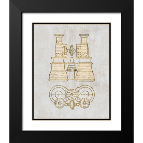 Antique Binoculars Black Modern Wood Framed Art Print with Double Matting by Appleman, Sam