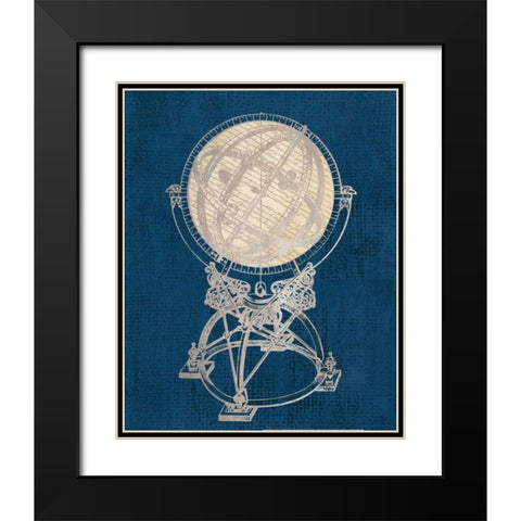 Old World Globe Coastal Blue Black Modern Wood Framed Art Print with Double Matting by Appleman, Sam