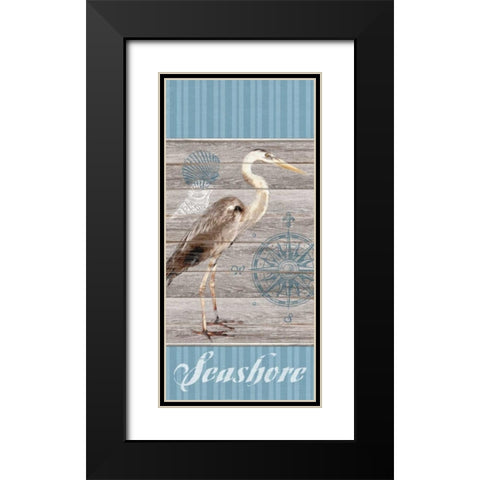Seashore Heron Black Modern Wood Framed Art Print with Double Matting by Appleman, Sam