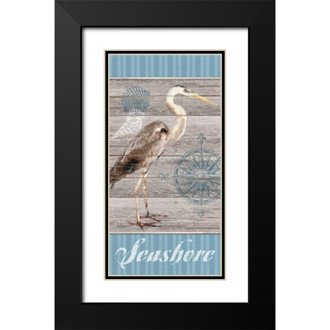 Seashore Heron Black Modern Wood Framed Art Print with Double Matting by Appleman, Sam