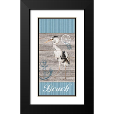 Beach Heron Black Modern Wood Framed Art Print with Double Matting by Appleman, Sam