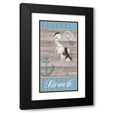 Beach Heron Black Modern Wood Framed Art Print with Double Matting by Appleman, Sam