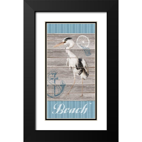 Beach Heron Black Modern Wood Framed Art Print with Double Matting by Appleman, Sam