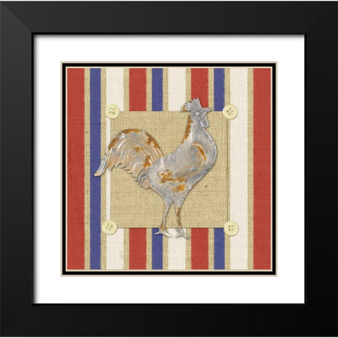 Tin Rooster Black Modern Wood Framed Art Print with Double Matting by Appleman, Sam