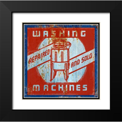 Washing Machines Black Modern Wood Framed Art Print with Double Matting by Appleman, Sam
