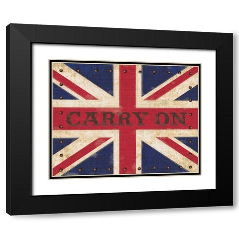 Carry On Union Jack Black Modern Wood Framed Art Print with Double Matting by Appleman, Sam