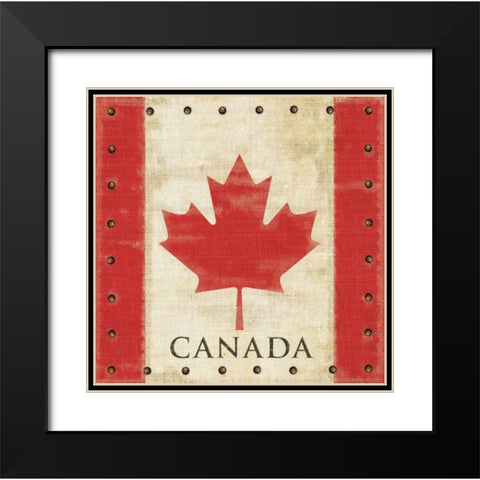 Vintage Canadian Flag Black Modern Wood Framed Art Print with Double Matting by Appleman, Sam