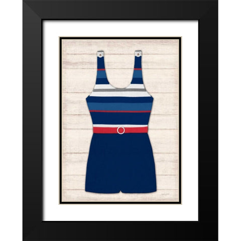 Vintage Swim Suit - Blue and Red 2 Black Modern Wood Framed Art Print with Double Matting by Appleman, Sam