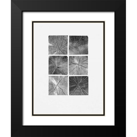 Wood Block Squares Black Modern Wood Framed Art Print with Double Matting by Appleman, Sam