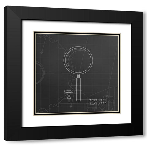 Magnify Blueprint Black Modern Wood Framed Art Print with Double Matting by Appleman, Sam