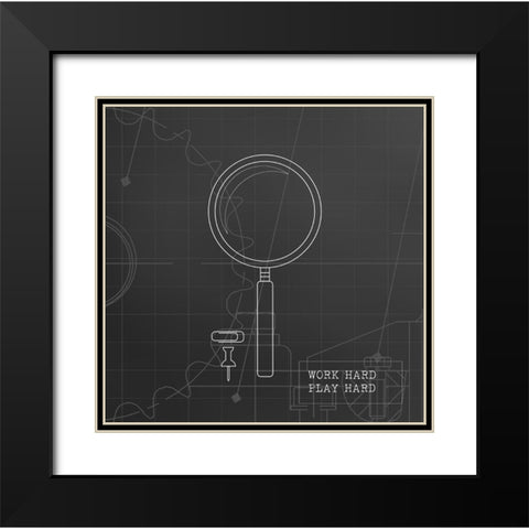 Magnify Blueprint Black Modern Wood Framed Art Print with Double Matting by Appleman, Sam