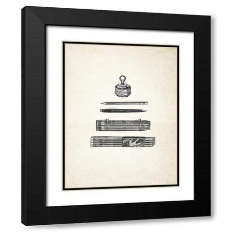 Pencils and Pen Black Modern Wood Framed Art Print with Double Matting by Appleman, Sam