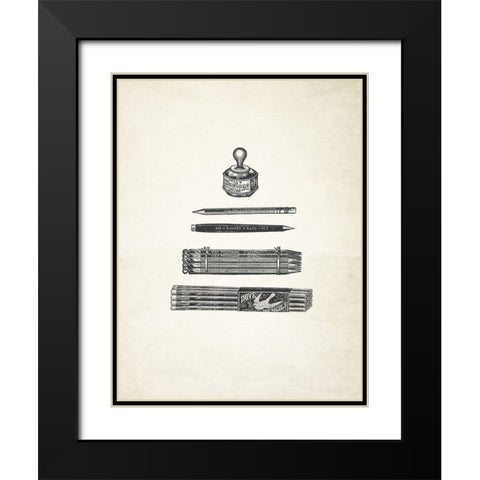 Pencils and Pen Black Modern Wood Framed Art Print with Double Matting by Appleman, Sam
