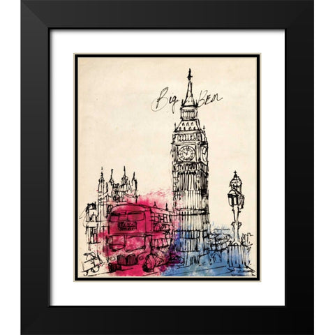 Big Ben in Pen Black Modern Wood Framed Art Print with Double Matting by Yamada, Morgan