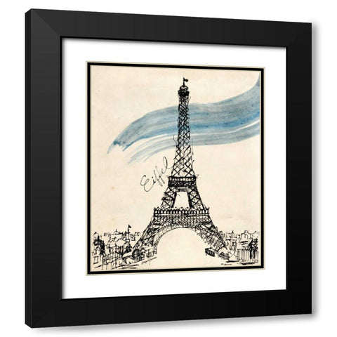 Eiffel Tower in Pen Black Modern Wood Framed Art Print with Double Matting by Yamada, Morgan