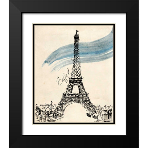Eiffel Tower in Pen Black Modern Wood Framed Art Print with Double Matting by Yamada, Morgan