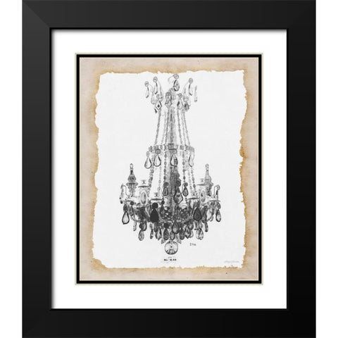 Paris Chandelier 1 Black Modern Wood Framed Art Print with Double Matting by Yamada, Morgan