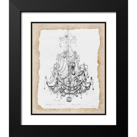Paris Chandelier 2 Black Modern Wood Framed Art Print with Double Matting by Yamada, Morgan