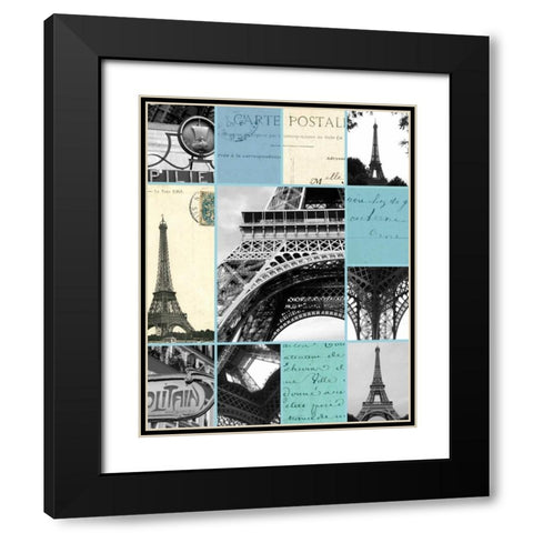 Paris Postcards Black Modern Wood Framed Art Print with Double Matting by Duprais, Cameron