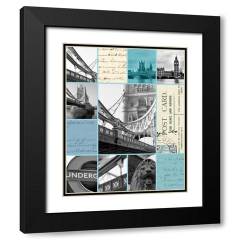 London Postcards  Black Modern Wood Framed Art Print with Double Matting by Duprais, Cameron