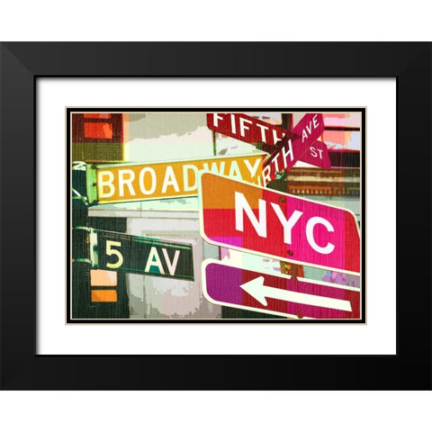Broadway and Fifth Ave. Black Modern Wood Framed Art Print with Double Matting by Taylor, Evangeline