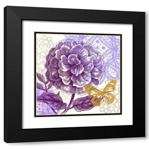 Lace Butterfly 1 Black Modern Wood Framed Art Print with Double Matting by Taylor, Evangeline