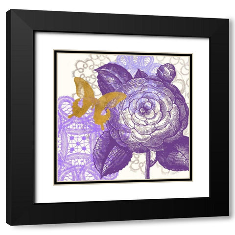 Lace Butterfly 2 Black Modern Wood Framed Art Print with Double Matting by Taylor, Evangeline