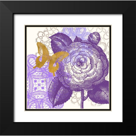 Lace Butterfly 2 Black Modern Wood Framed Art Print with Double Matting by Taylor, Evangeline