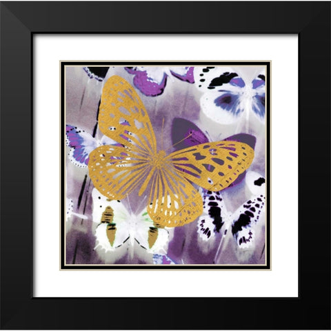 Raining Butterflies 1 Black Modern Wood Framed Art Print with Double Matting by Taylor, Evangeline