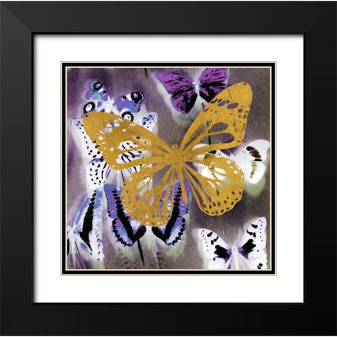 Raining Butterflies 2 Black Modern Wood Framed Art Print with Double Matting by Taylor, Evangeline