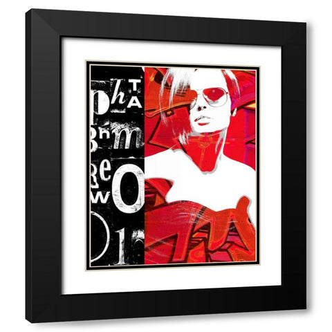 Fashion Graffiti 1 Black Modern Wood Framed Art Print with Double Matting by Taylor, Evangeline