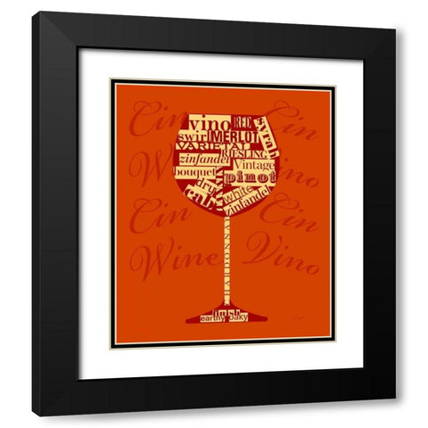 Wine Words Glass Black Modern Wood Framed Art Print with Double Matting by Taylor, Evangeline