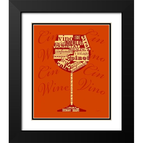 Wine Words Glass Black Modern Wood Framed Art Print with Double Matting by Taylor, Evangeline