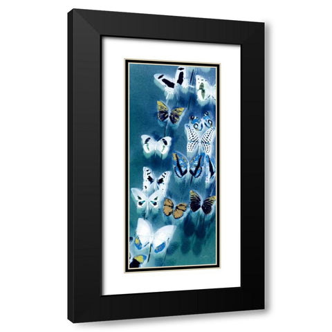 Morccan Blue Butterflies 1 Black Modern Wood Framed Art Print with Double Matting by Taylor, Evangeline