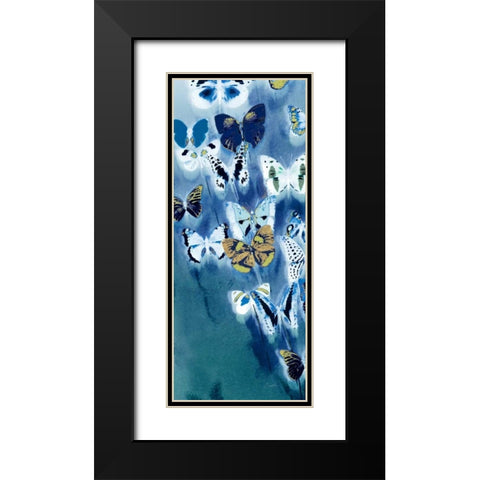Morccan Blue Butterflies 2 Black Modern Wood Framed Art Print with Double Matting by Taylor, Evangeline