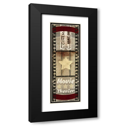 Cinema Ticket Black Modern Wood Framed Art Print with Double Matting by Taylor, Evangeline