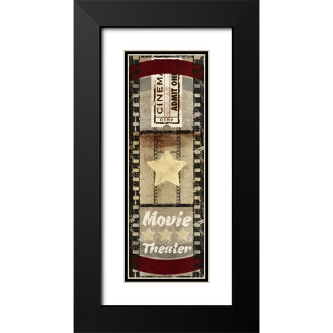 Cinema Ticket Black Modern Wood Framed Art Print with Double Matting by Taylor, Evangeline