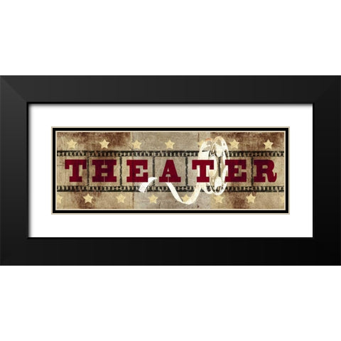 Theatre Reel Black Modern Wood Framed Art Print with Double Matting by Taylor, Evangeline