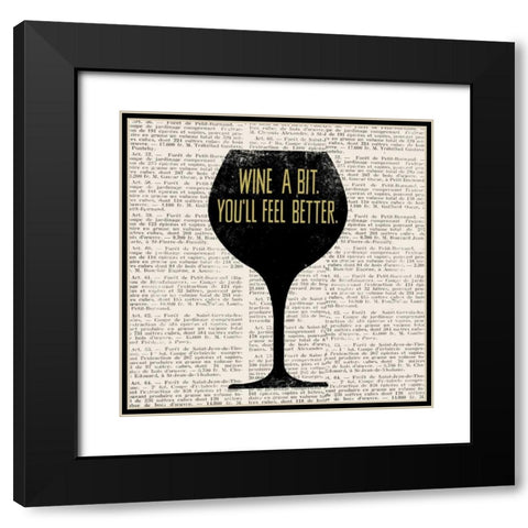 Wine Lino Print 1 Black Modern Wood Framed Art Print with Double Matting by Taylor, Evangeline
