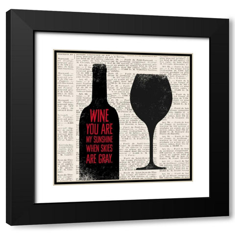 Wine Lino Print 2 Black Modern Wood Framed Art Print with Double Matting by Taylor, Evangeline