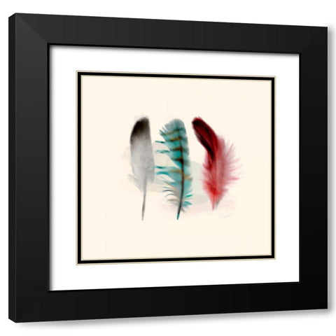 Three Feather Study 1 Black Modern Wood Framed Art Print with Double Matting by Taylor, Evangeline