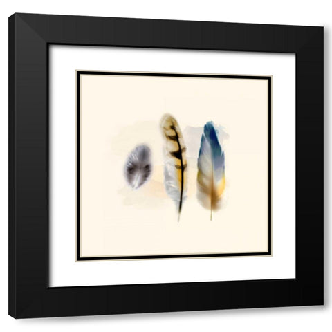 Three Feather Study 2 Black Modern Wood Framed Art Print with Double Matting by Taylor, Evangeline
